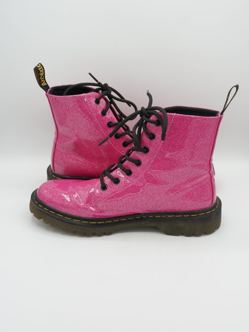 Dr. Martens Luana Pink Glitter Patent Combat Boots Women's Size 8 - Picture 5 of 10